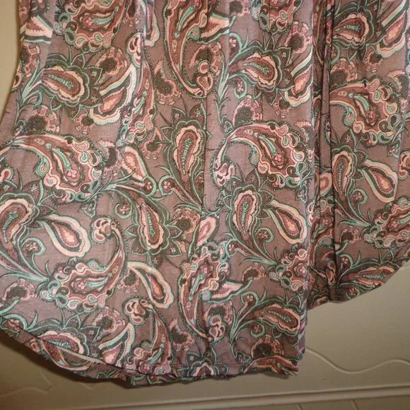 BRAND NEW Wrap Paisley Dress 2 Dusty Rose Short Raglan Sleeves Scoop Tie Neck - Picture 11 of 16